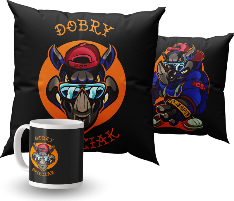 ZESTAW DOBRY DZIECIAK ANIMALS NOSOROŻEC POSZEWKA (BEZ WKŁADU) + KUBEK CERAMICZNY