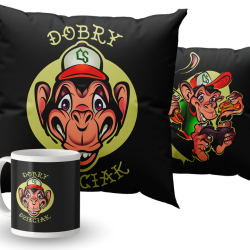 ZESTAW DOBRY DZIECIAK ANIMALS MAŁPA POSZEWKA(BEZ WKŁADU) + KUBEK CERAMICZNY