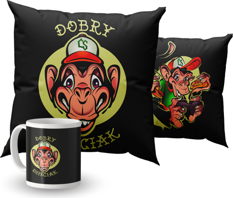 ZESTAW DOBRY DZIECIAK ANIMALS MAŁPA POSZEWKA(BEZ WKŁADU) + KUBEK CERAMICZNY