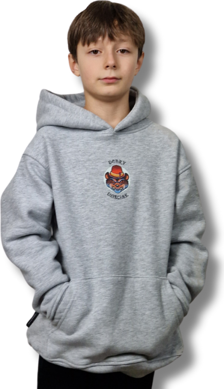 BLUZA KANGUR DOBRY DZIECIAK ANIMALS SZARA/ NIEDŹWIEDŹ