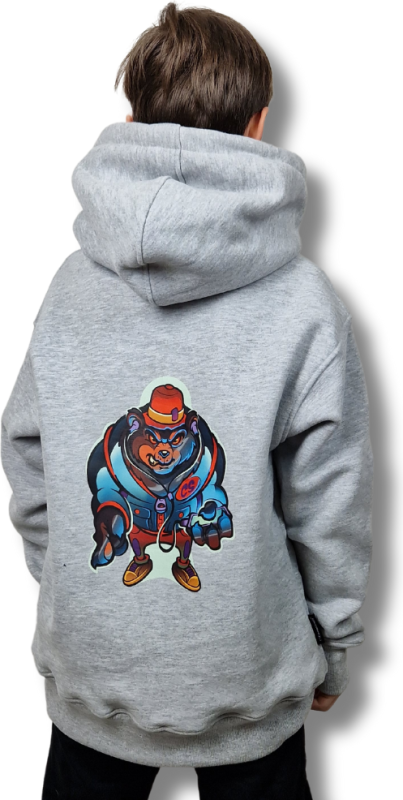 BLUZA KANGUR DOBRY DZIECIAK ANIMALS SZARA/ NIEDŹWIEDŹ