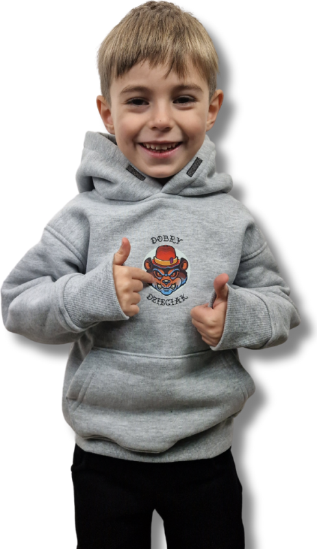 BLUZA KANGUR DOBRY DZIECIAK ANIMALS SZARA/ NIEDŹWIEDŹ