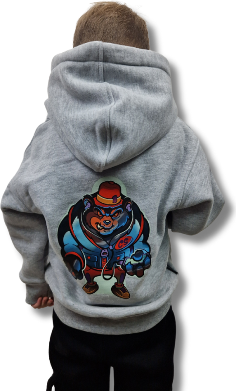 BLUZA KANGUR DOBRY DZIECIAK ANIMALS SZARA/ NIEDŹWIEDŹ