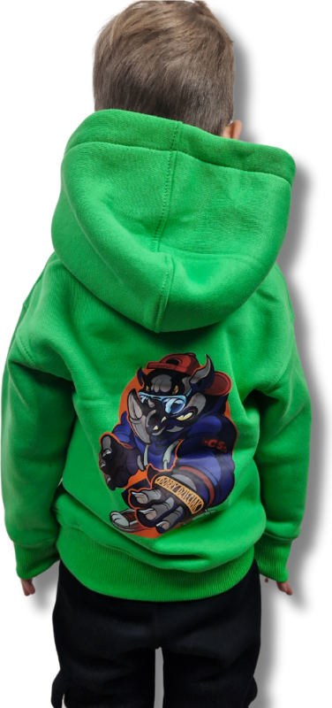 BLUZA KANGUR DOBRY DZIECIAK ANIMALS ZIELONA/ NOSOROŻEC