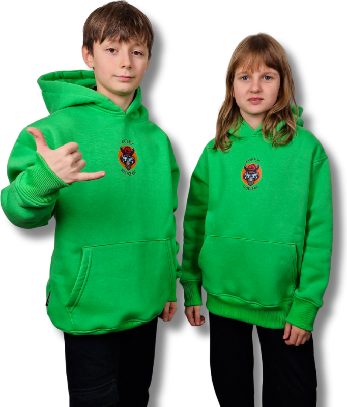 BLUZA KANGUR DOBRY DZIECIAK ANIMALS ZIELONA/ NOSOROŻEC