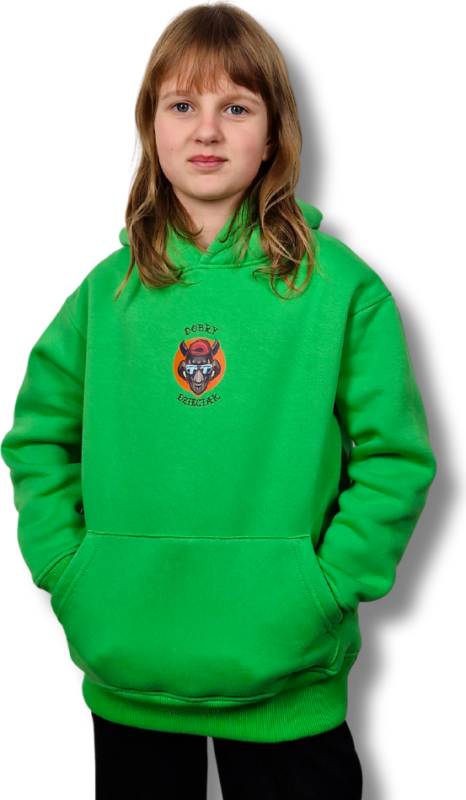 BLUZA KANGUR DOBRY DZIECIAK ANIMALS ZIELONA/ NOSOROŻEC