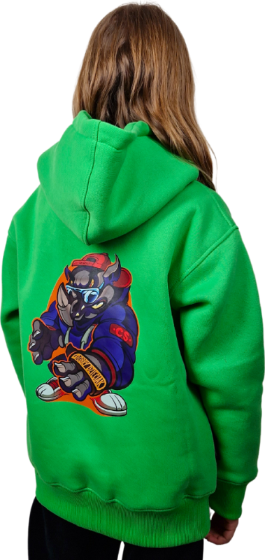 BLUZA KANGUR DOBRY DZIECIAK ANIMALS ZIELONA/ NOSOROŻEC