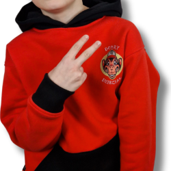 BLUZA KANGUR DOBRY DZIECIAK ANIMALS KORAL/CZARNY/MAŁPA