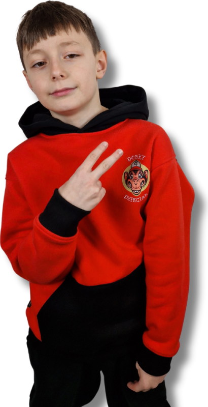 BLUZA KANGUR DOBRY DZIECIAK ANIMALS KORAL/CZARNY/MAŁPA