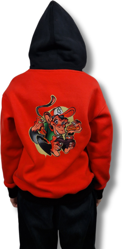 BLUZA KANGUR DOBRY DZIECIAK ANIMALS KORAL/CZARNY/MAŁPA