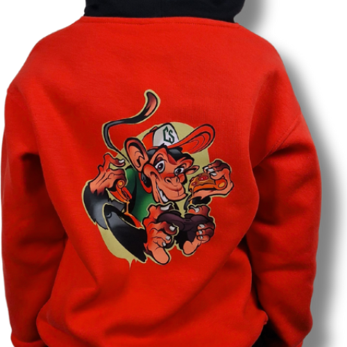 BLUZA KANGUR DOBRY DZIECIAK ANIMALS KORAL/CZARNY/MAŁPA