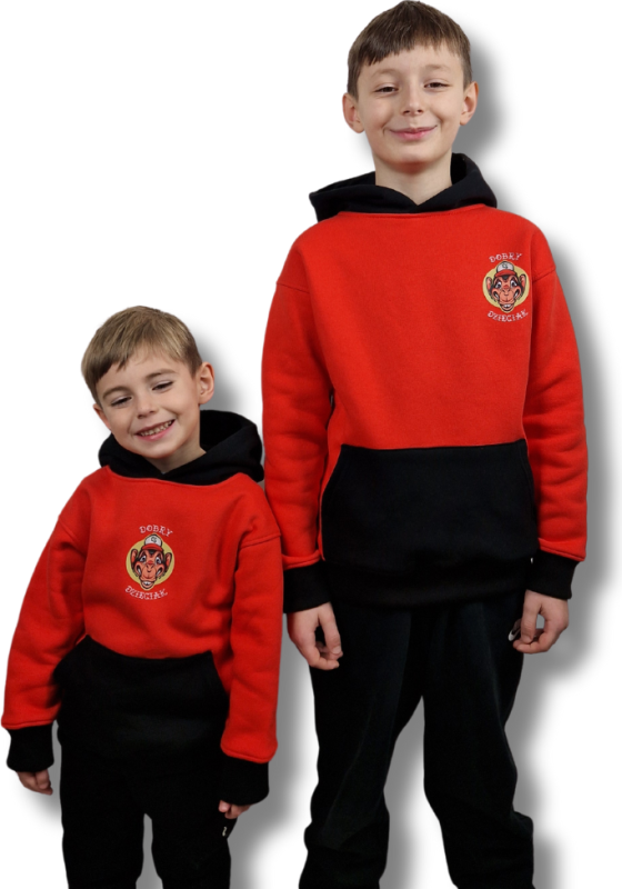 BLUZA KANGUR DOBRY DZIECIAK ANIMALS KORAL/CZARNY/MAŁPA