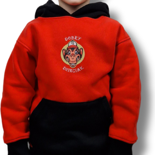 BLUZA KANGUR DOBRY DZIECIAK ANIMALS KORAL/CZARNY/MAŁPA