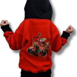 BLUZA KANGUR DOBRY DZIECIAK ANIMALS KORAL/CZARNY/MAŁPA