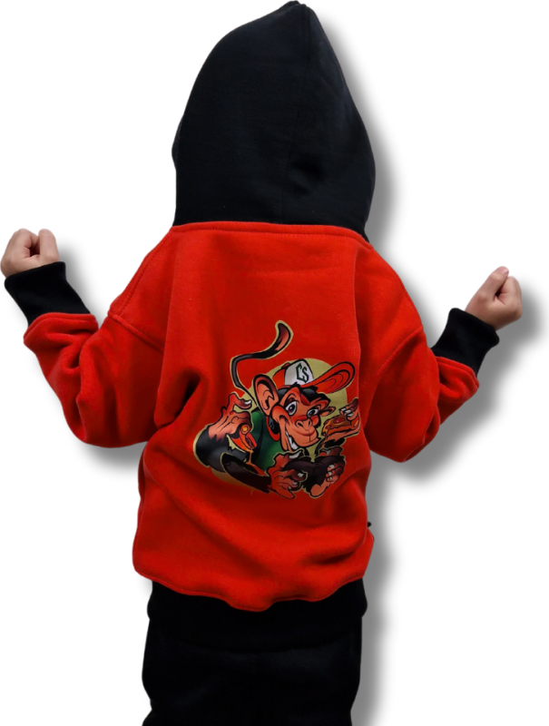 BLUZA KANGUR DOBRY DZIECIAK ANIMALS KORAL/CZARNY/MAŁPA