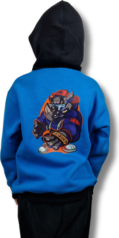 BLUZA KANGUR DOBRY DZIECIAK ANIMALS NIEBIESKI/CZARNY/NOSOROŻEC