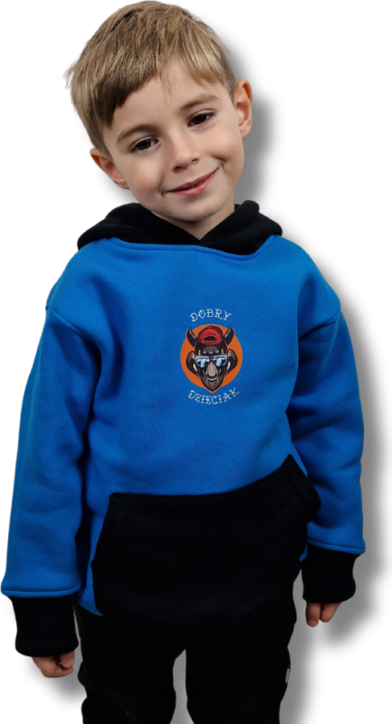 BLUZA KANGUR DOBRY DZIECIAK ANIMALS NIEBIESKI/CZARNY/NOSOROŻEC