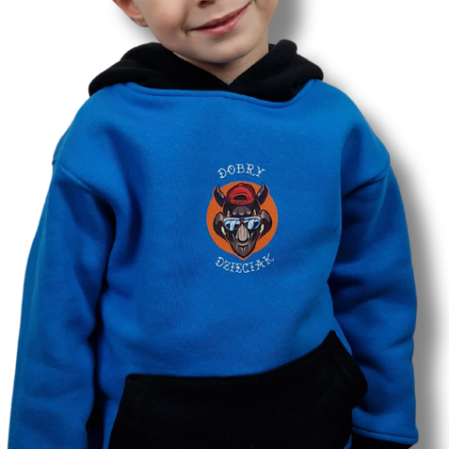 BLUZA KANGUR DOBRY DZIECIAK ANIMALS NIEBIESKI/CZARNY/NOSOROŻEC