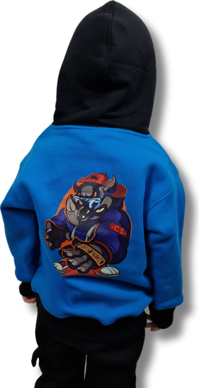 BLUZA KANGUR DOBRY DZIECIAK ANIMALS NIEBIESKI/CZARNY/NOSOROŻEC