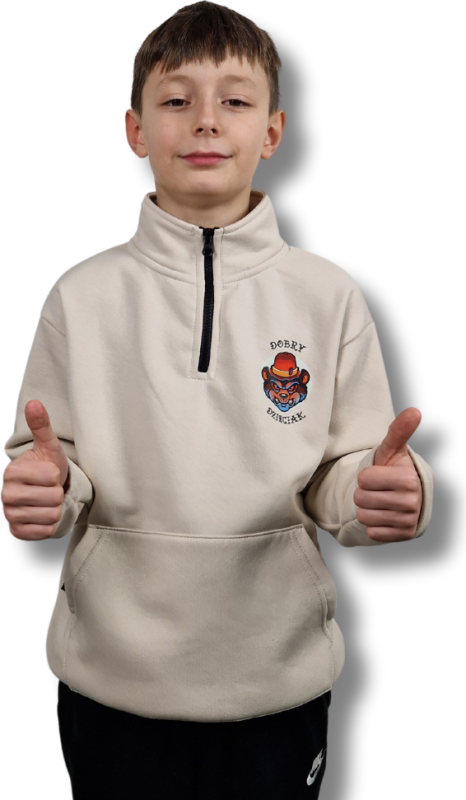 BLUZA KLASYK ZE STÓJKĄ DOBRY DZIECIAK ANIMALS BEŻ/ NIEDŹWIEDŹ