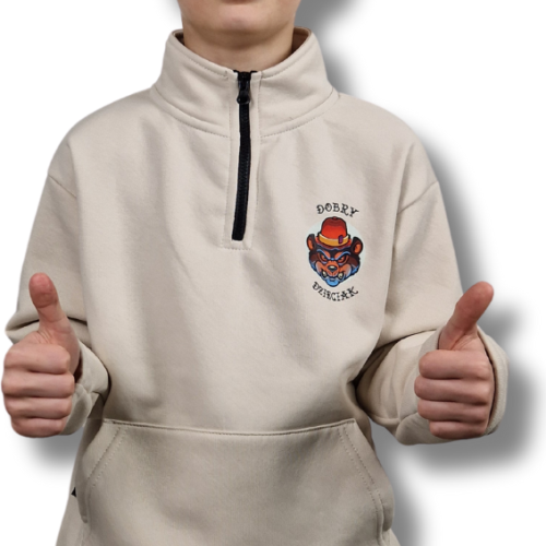 BLUZA KLASYK ZE STÓJKĄ DOBRY DZIECIAK ANIMALS BEŻ/ NIEDŹWIEDŹ