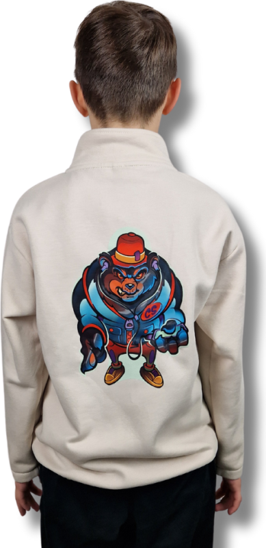 BLUZA KLASYK ZE STÓJKĄ DOBRY DZIECIAK ANIMALS BEŻ/ NIEDŹWIEDŹ