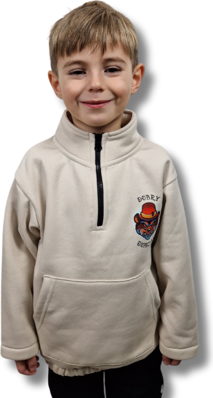 BLUZA KLASYK ZE STÓJKĄ DOBRY DZIECIAK ANIMALS BEŻ/ NIEDŹWIEDŹ