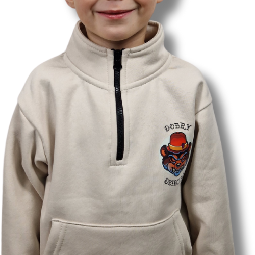 BLUZA KLASYK ZE STÓJKĄ DOBRY DZIECIAK ANIMALS BEŻ/ NIEDŹWIEDŹ