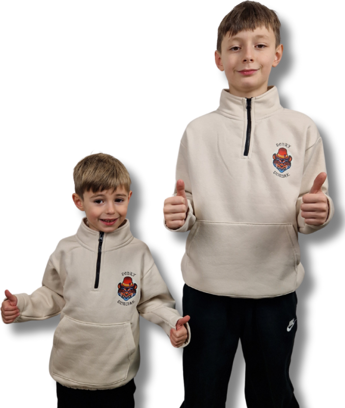 BLUZA KLASYK ZE STÓJKĄ DOBRY DZIECIAK ANIMALS BEŻ/ NIEDŹWIEDŹ