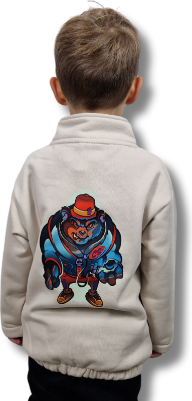 BLUZA KLASYK ZE STÓJKĄ DOBRY DZIECIAK ANIMALS BEŻ/ NIEDŹWIEDŹ