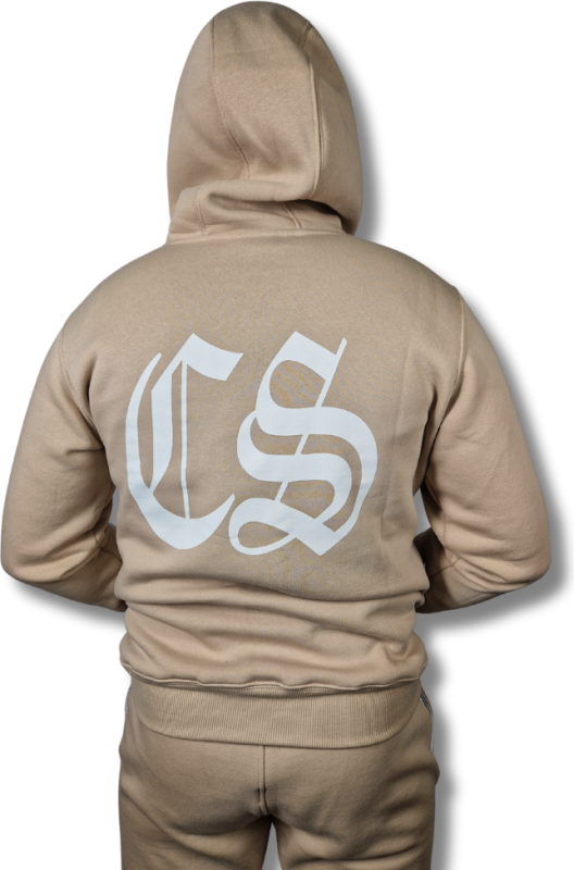 BLUZA KANGUR CS GOTYK DUŻE LOGO BACK BEŻ/ BIAŁA