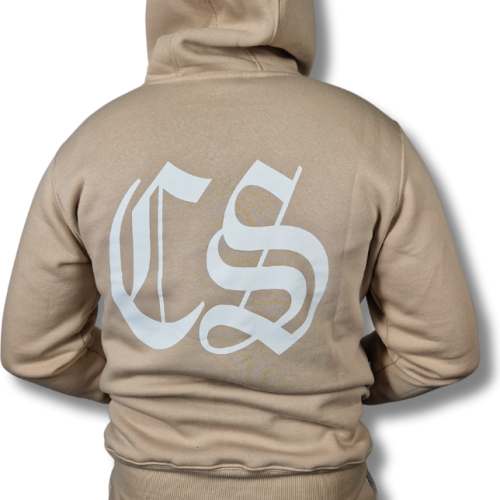 BLUZA KANGUR CS GOTYK DUŻE LOGO BACK BEŻ/ BIAŁA