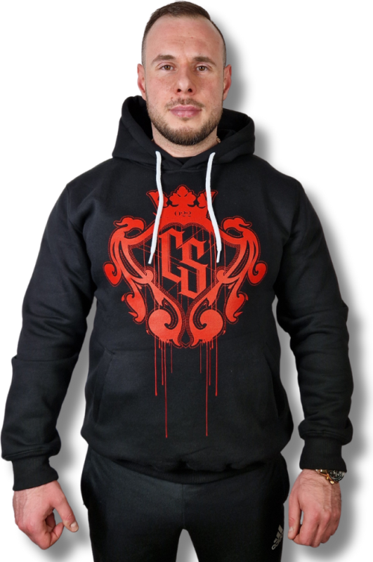 BLUZA KANGUR DUŻY HERB CS CZARNA/ CZERWONY