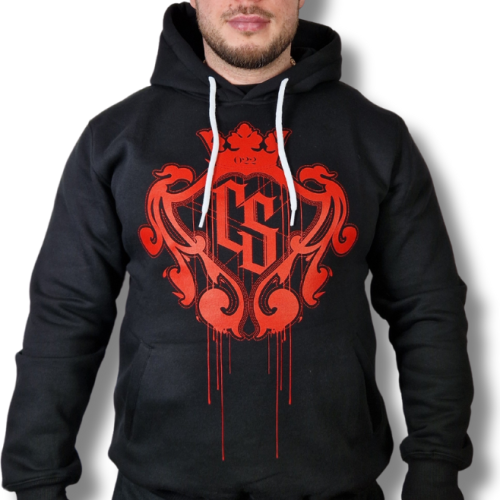 BLUZA KANGUR DUŻY HERB CS CZARNA/ CZERWONY