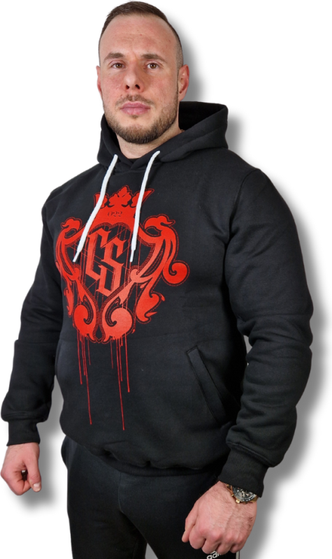 BLUZA KANGUR DUŻY HERB CS CZARNA/ CZERWONY