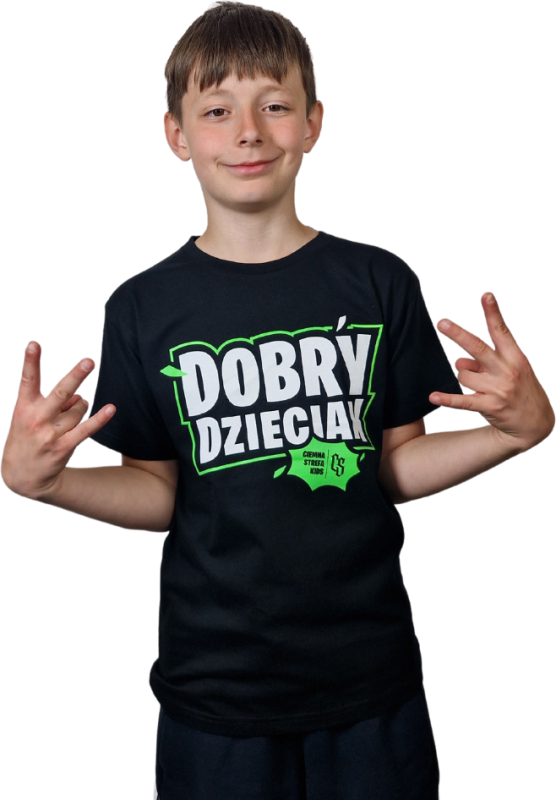 T-SHIRT DOBRY DZIECIAK CZARNO/ZIELONY