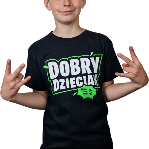T-SHIRT DOBRY DZIECIAK CZARNO/ZIELONY