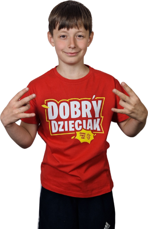 T-SHIRT DOBRY DZIECIAK / CZERWONY
