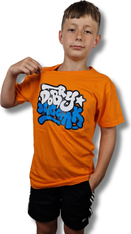 T-SHIRT DOBRY DZIECIAK GRAFFITI POMARAŃCZ
