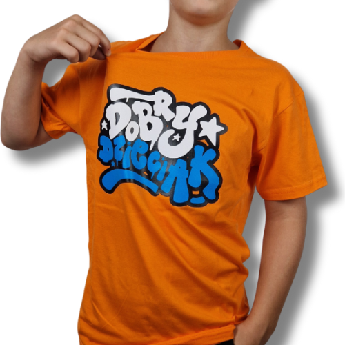 T-SHIRT DOBRY DZIECIAK GRAFFITI POMARAŃCZ