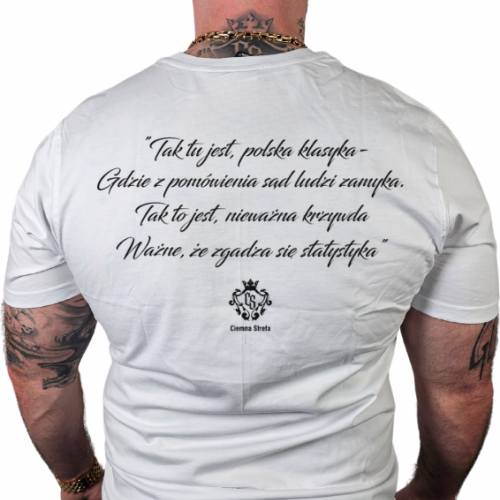 T-SHIRT BIAŁY CIEMNA STREFA STOP 60/ STATYSTYKA