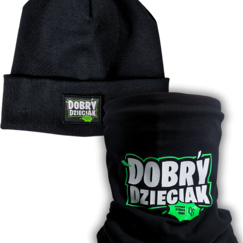 KOMPLET CZARNY DOBRY DZIECIAK/ CZAPKA + KOMIN