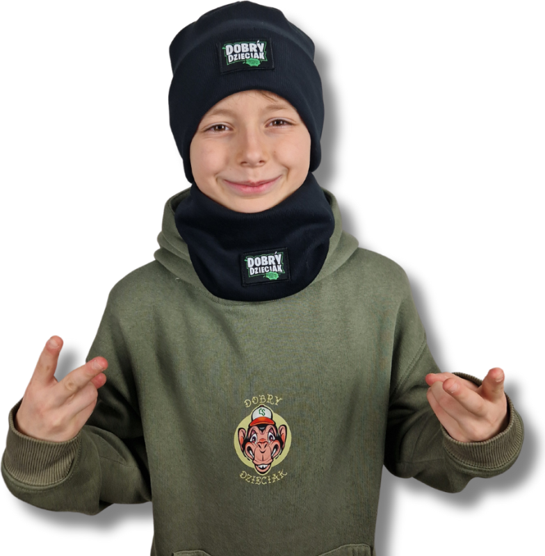 CZAPKA PRĄŻEK DOBRY DZIECIAK / CZARNA