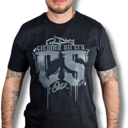 T-SHIRT CZARNY CIEMNA STREFA / RPK GOTYK GRAFFITI SZARY