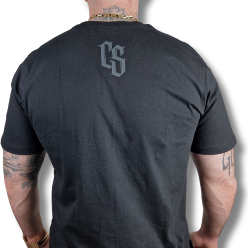 T-SHIRT CZARNY CIEMNA STREFA / RPK GOTYK GRAFFITI SZARY