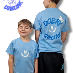 T-SHIRT DOBRY DZIECIAK SMILE - BABY BLUE