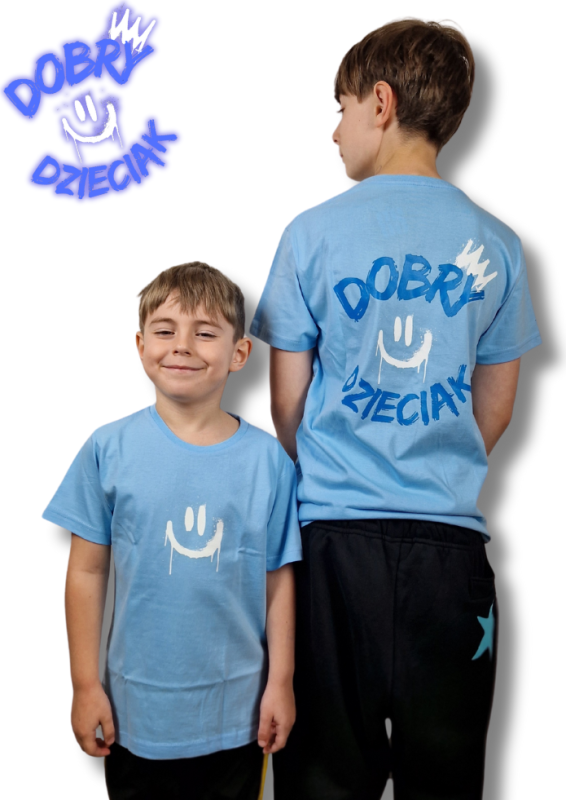 T-SHIRT DOBRY DZIECIAK SMILE - BABY BLUE