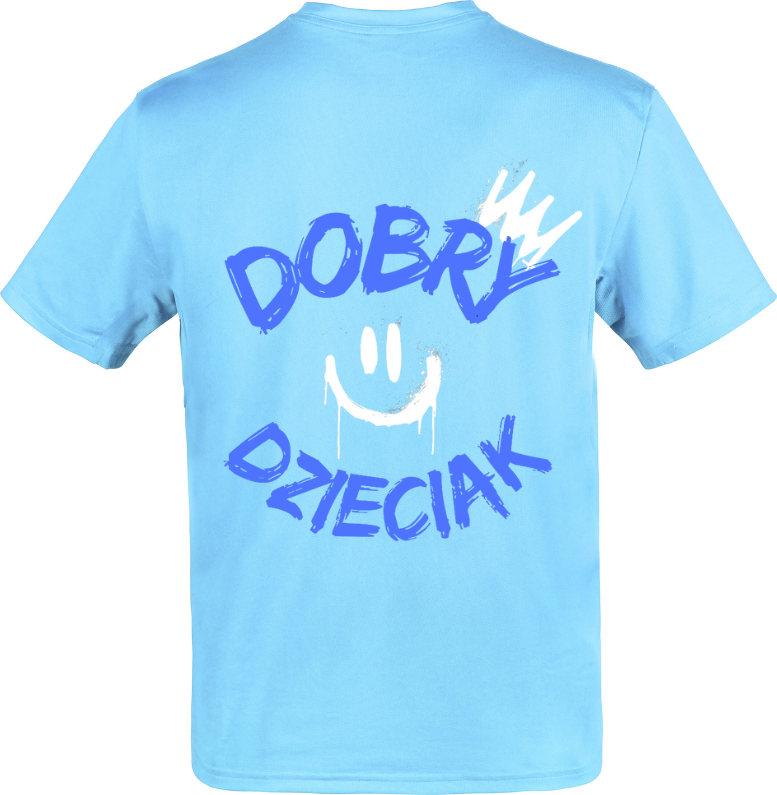T-SHIRT DOBRY DZIECIAK SMILE - BABY BLUE
