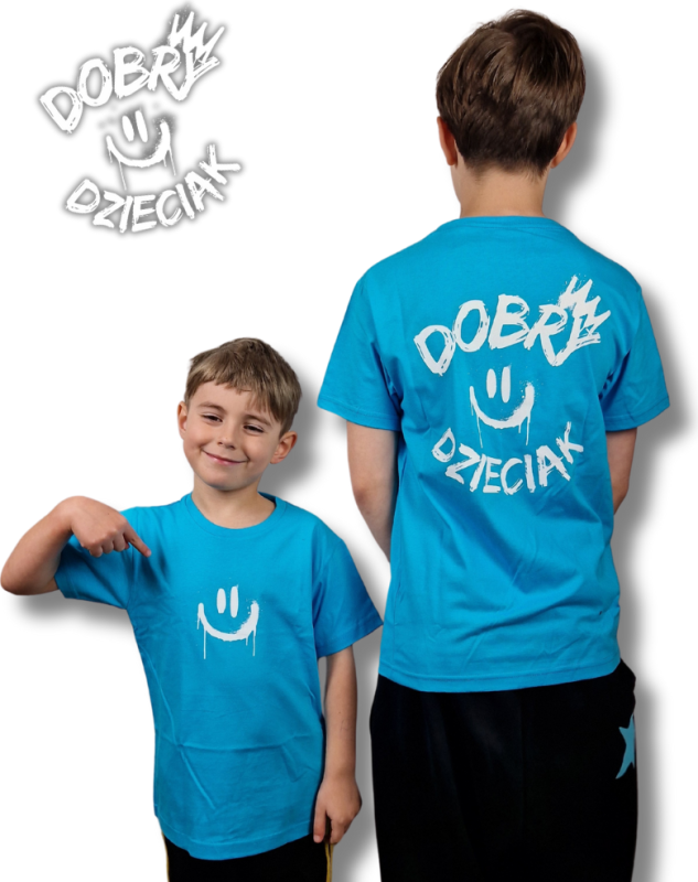 T-SHIRT DOBRY DZIECIAK SMILE - TURKUS