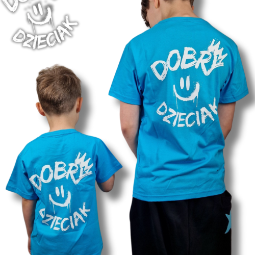 T-SHIRT DOBRY DZIECIAK SMILE - TURKUS